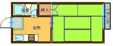 セレーネハイム第26(1K/2階)の間取り写真