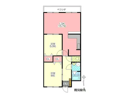 セゾンアフリカ(2LDK/1階)の間取り写真