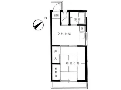 若竹荘(1DK/2階)の間取り写真