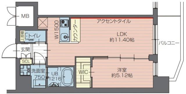 プレジオ川口ASIAN(1LDK/6階)の間取り写真