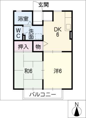 オレンジハウス東館(2DK/2階)の間取り写真
