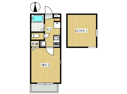 ロカ壱番館(1K/2階)の間取り写真