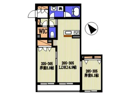 ロワゾーブルー(2LDK/2階)の間取り写真