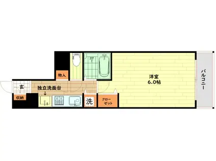 プレサンス梅田フロンティア(1K/2階)の間取り写真