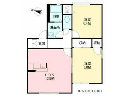 コートヴェール南片江I(2LDK/1階)の間取り写真