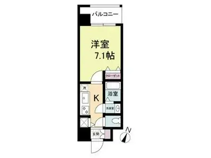 KDXレジデンス三宮(ワンルーム/2階)の間取り写真