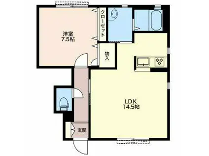 ラフィーネ A棟(1LDK/1階)の間取り写真