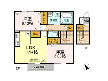 NOBコリーヌ(2LDK/2階)の間取り写真