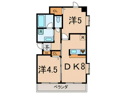 FRONTRY(2DK/1階)の間取り写真