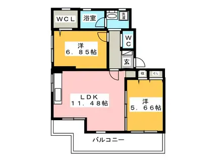 ヴィラ・アングレーズ(2LDK/3階)の間取り写真