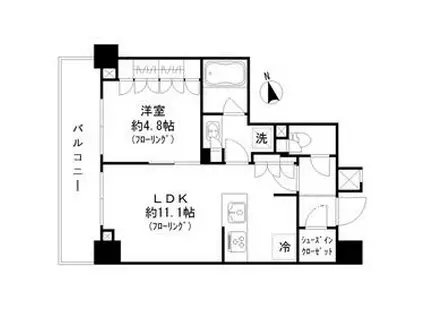 パークリュクス蒲田1丁目(1LDK/2階)の間取り写真