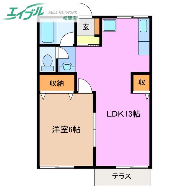 御殿山コーポ(1LDK/1階)の間取り写真