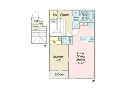 ピースヒル岡崎(1LDK/2階)の間取り写真