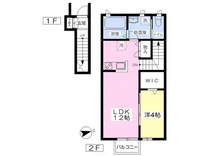 ファミーユ南材(1LDK/2階)の間取り写真