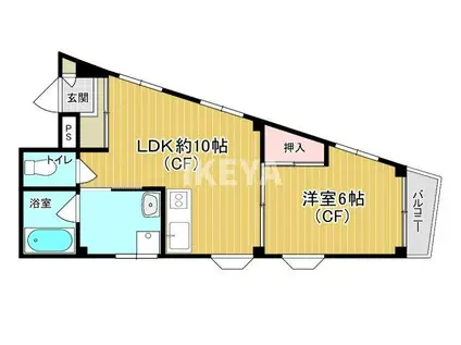 ピアオークラ(1LDK/3階)の間取り写真