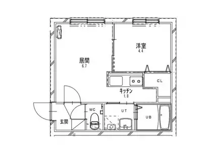 シティプレミア環状通東(1LDK/1階)の間取り写真