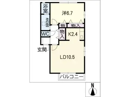 サウスコル A棟(1LDK/1階)の間取り写真