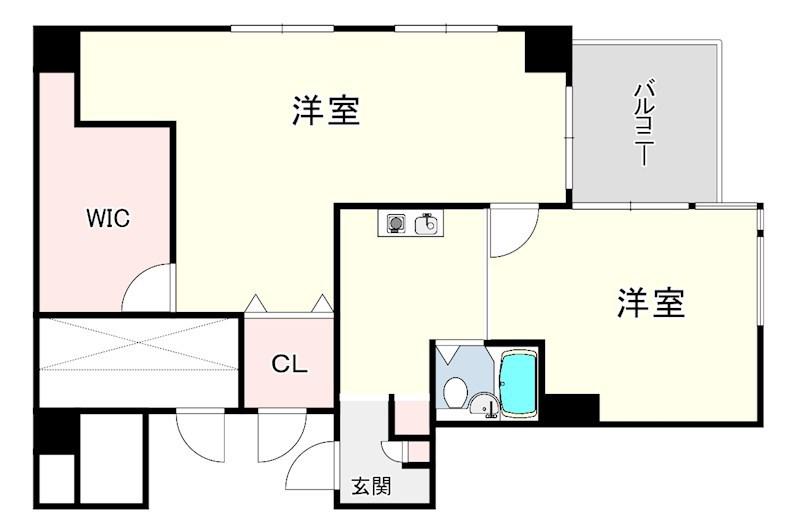 クレドール西明石Ⅲ(1LDK/3階)の間取り写真