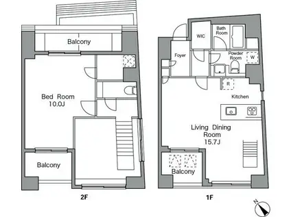 レジディア恵比寿南(1LDK/4階)の間取り写真