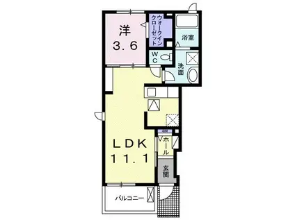 サンライズ アイランド(1LDK/1階)の間取り写真