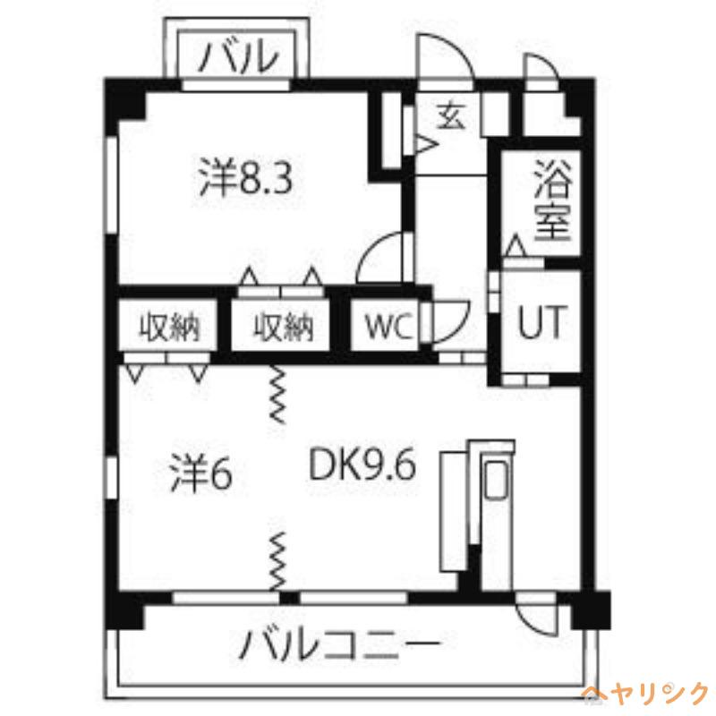 ピースハイランド(2DK/2階)の間取り写真