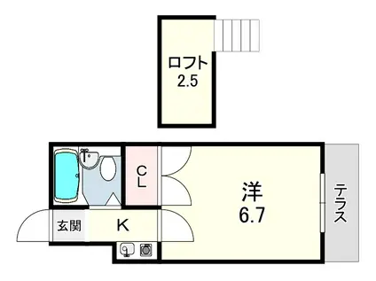 AIプレミアム魚住(1K/1階)の間取り写真