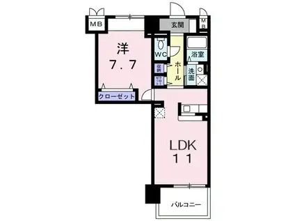 プラティーク六町(1LDK/3階)の間取り写真
