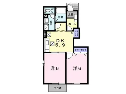 グランドールI(2DK/1階)の間取り写真