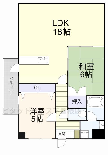 サンクス光(2LDK/2階)の間取り写真