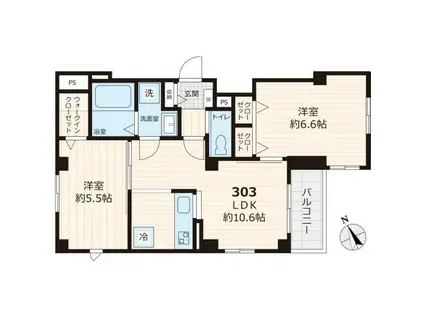 YUSHIMA KWD 7(2LDK/3階)の間取り写真