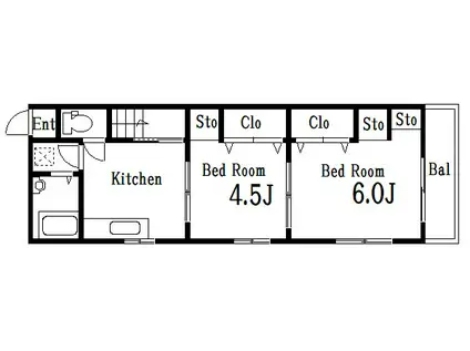 佐々木アパート(2K/2階)の間取り写真