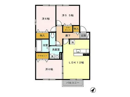 セジュールポムABC(3LDK/2階)の間取り写真