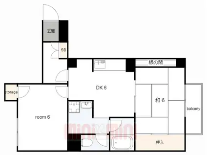 ヴェルド-ル美鈴(2DK/4階)の間取り写真