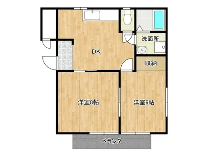 太陽と青空のラヴィータ(2DK/1階)の間取り写真