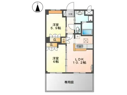 アサヒ2011(2LDK/1階)の間取り写真