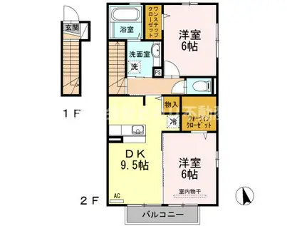 パストラル(2DK/2階)の間取り写真