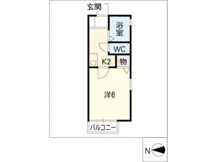 マルベリーII(1K/1階)の間取り写真