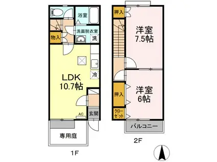 UNGRANDD(2LDK/1階)の間取り写真