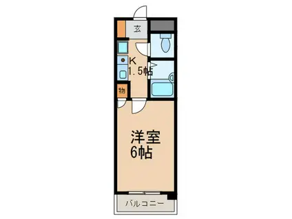パルミナード弓木(1K/2階)の間取り写真