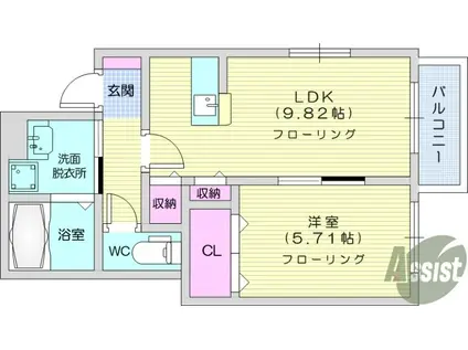 花みずき2(1LDK/1階)の間取り写真