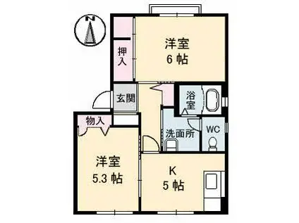 メゾンフレンズ(2K/1階)の間取り写真