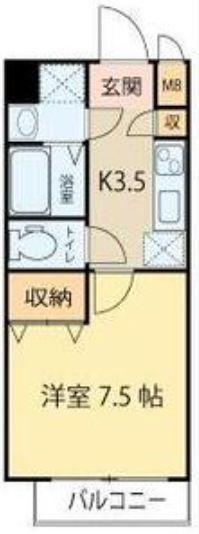 シェルグランデ土樋(1K/4階)の間取り写真