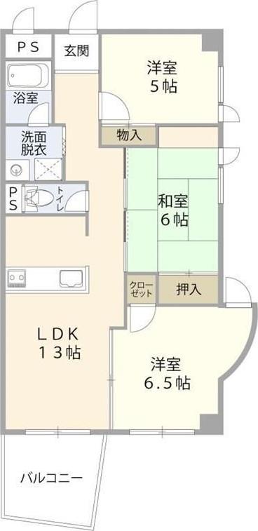 ビューラーささはら(3LDK/4階)の間取り写真