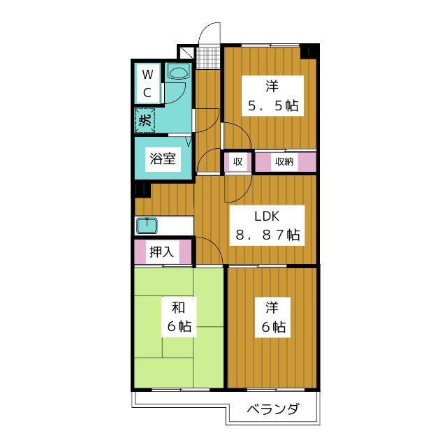 ベルジュールオーシャン(3LDK/1階)の間取り写真