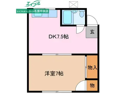 ななぞうアパート(1DK/2階)の間取り写真