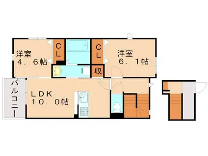フローラ・コンフォール(2LDK/3階)の間取り写真