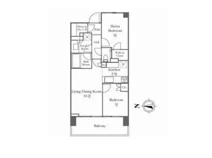 パークホームズ南麻布 ザ レジデンス(2LDK/2階)の間取り写真