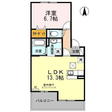 RE・EARTHの杜 かわ(1LDK/1階)の間取り写真