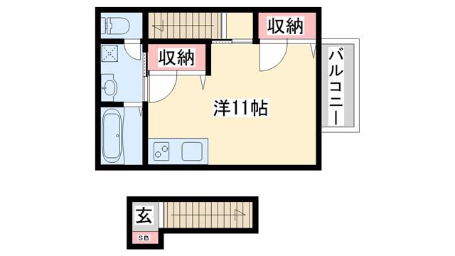 リガーレ天神西(ワンルーム/2階)の間取り写真