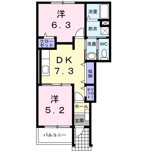 HAYATEII(2DK/1階)の間取り写真